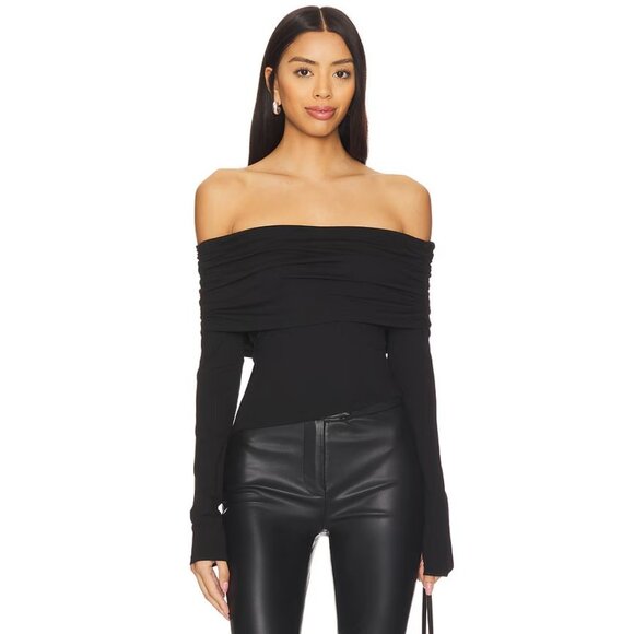 MORE TO COME Andrea Off Shoulder Top in Black - Picture 1 of 4